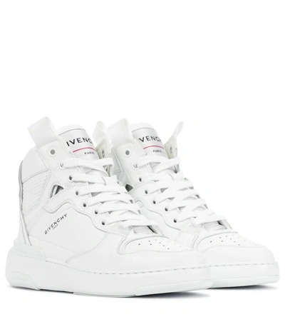 Shop Givenchy Wing High Leather Sneakers In White