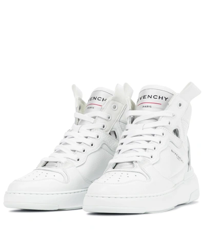 Shop Givenchy Wing High Leather Sneakers In White