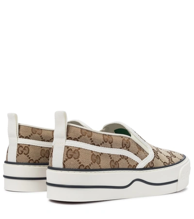 Shop Gucci Tennis 1977 Canvas Slip-on Sneakers In Beige