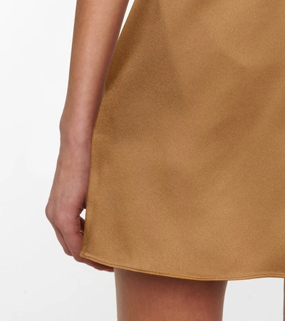 Shop Saint Laurent One-shoulder Satin Crêpe Minidress In Brown