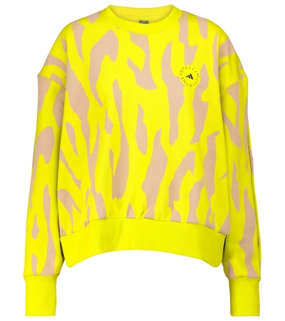 Shop Adidas By Stella Mccartney Printed Cotton-blend Sweatshirt In Yellow