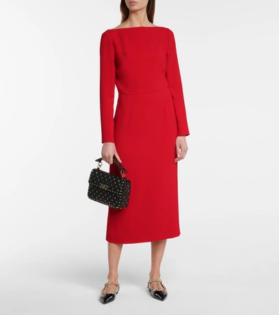 Shop Valentino Cady Midi Dress In Red