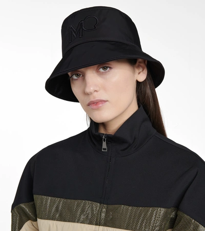 Shop Moncler Logo Gabardine Bucket Hat In Black