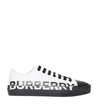Shop Burberry Two-tone Gabardine Logo Sneakers