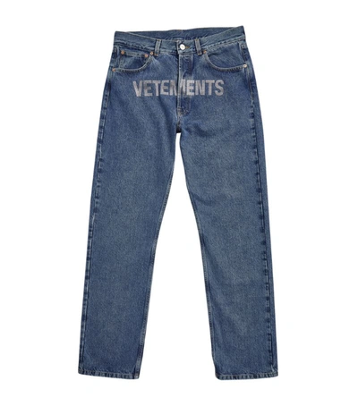 Shop Vetements Crystal Logo Straight Jeans