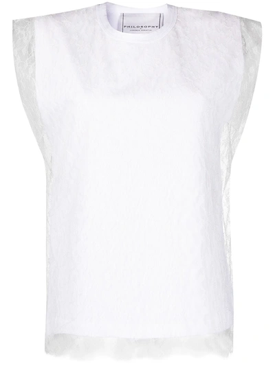 Shop Philosophy Di Lorenzo Serafini Lace Overlay T-shirt In White