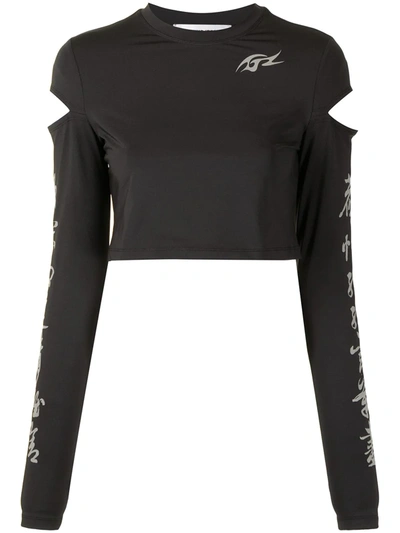 Shop Ground Zero Cut Out Detail Cropped Top In Black