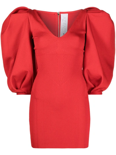Zara red puff 2025 sleeve dress