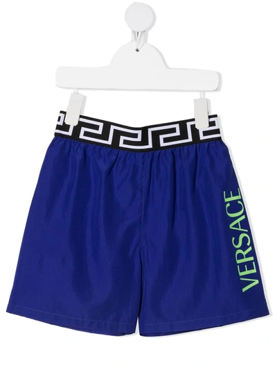 Young Versace Logo-print Shorts In Blue