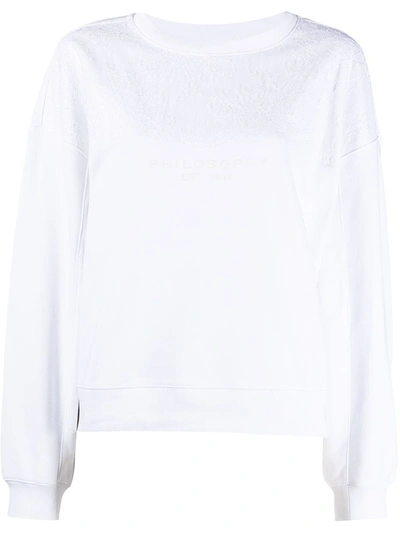 Shop Philosophy Di Lorenzo Serafini Lace Embroidered Sweatshirt In White
