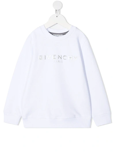 Shop Givenchy Logo-debossed Crew-neck Sweatshirt In White