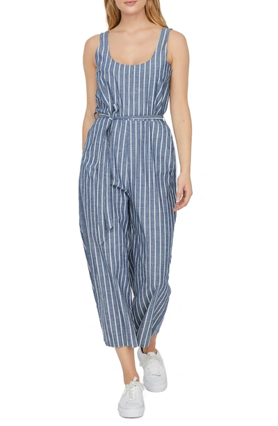 Shop Vero Moda Dotti Chambray Culotte Jumpsuit In Mdm Bl Dnm Wht Strps