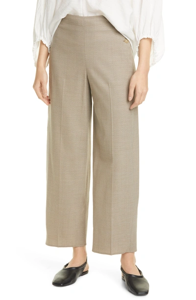 Shop Vince High Waist Crop Stretch Wool Trousers In Tropical Sand