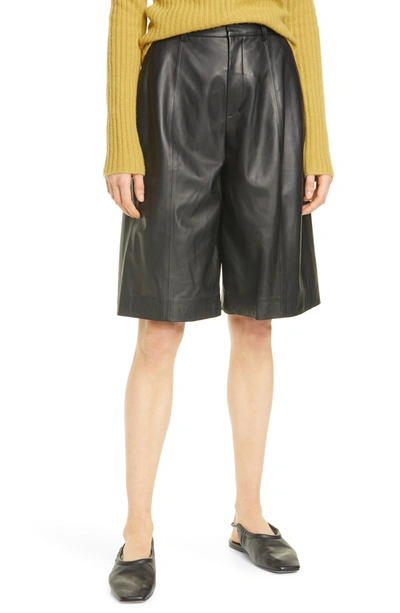 Vince Leather Shorts In Black