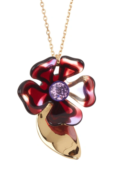Shop Kate Spade Mini Resin Bloom Pendant Necklace In Purplmulti