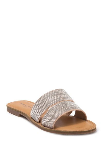 Berrie Embellished Slide Sandal In Nude Sudte