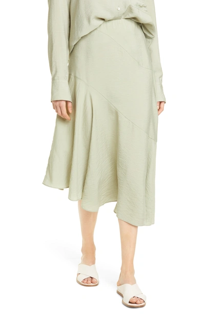 Shop Vince Side Button Asymmetrical Midi Skirt In Jade