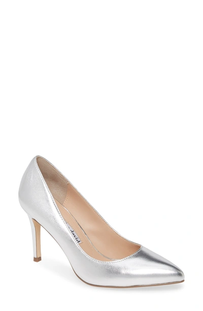 Shop Charles David Vibe Pointed Toe Pump In Silver Leather