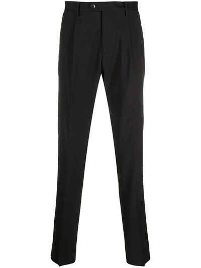 Shop Etro Pressed Crease Wool Trousers In Black