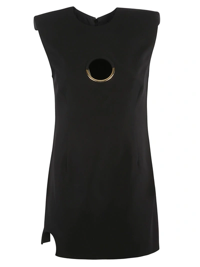 Shop Versace Rear Zip Sleeveless Dress In Black
