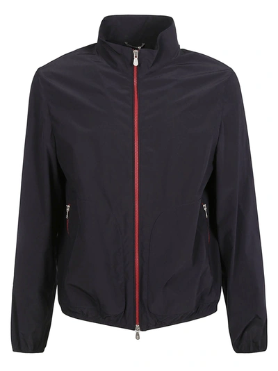 Shop Brunello Cucinelli High-neck Zipped Jacket In Blue
