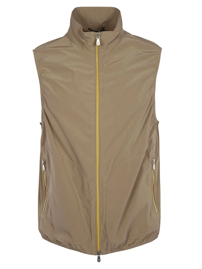 Shop Brunello Cucinelli High-neck Sleeveless Zipped Jacket In Brown