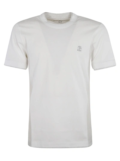 Shop Brunello Cucinelli Chest Logo T-shirt In White Ottico