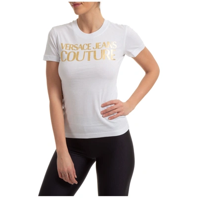 Shop Versace Jeans Couture Logo Baroque T-shirt In Bianco