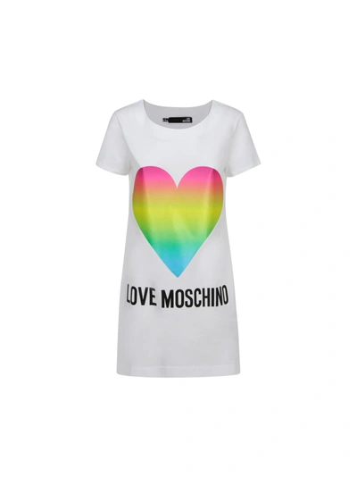 Shop Love Moschino Dress In Off White