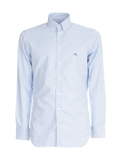 Shop Etro Slim Botton Down Shirt W/logo In Blue