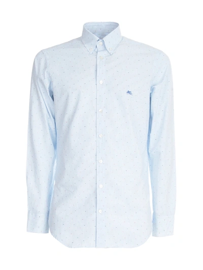 Shop Etro Slim Botton Down Shirt W/logo In Blue