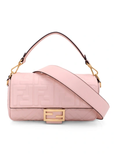 Shop Fendi Baguette Leather Shoulder Bag In Pink