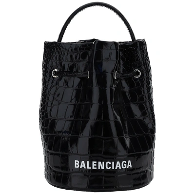 Shop Balenciaga Liberty Mini Bucket Bag In Nero