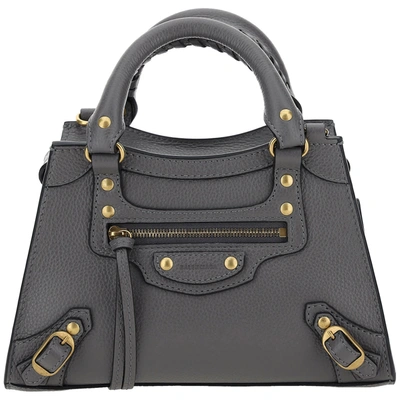 Shop Balenciaga Neo Classic Mini Handbags In Dark Grey
