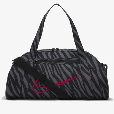 Shop Nike Gym Club Women's Printed Training Duffel Bag In Black,black,fireberry