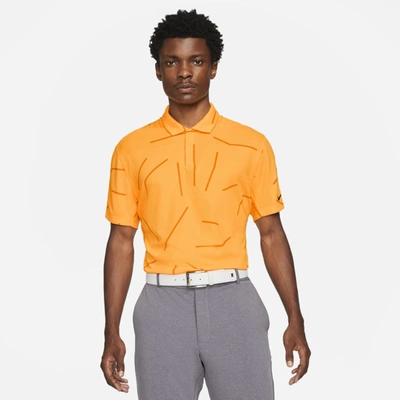 Shop Nike Dri-fit Tiger Woods Men's Golf Polo In Laser Orange,black