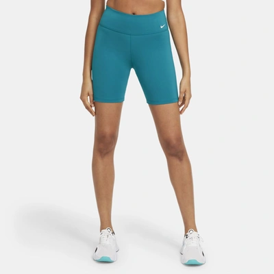 Shop Nike One Women's Mid-rise 7" Bike Shorts In Blustery,white