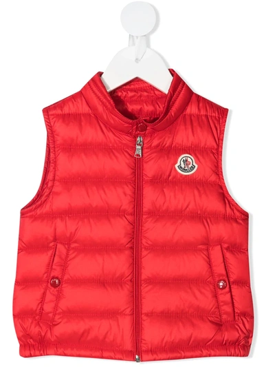 Shop Moncler Shell Puffer Gilet In 红色