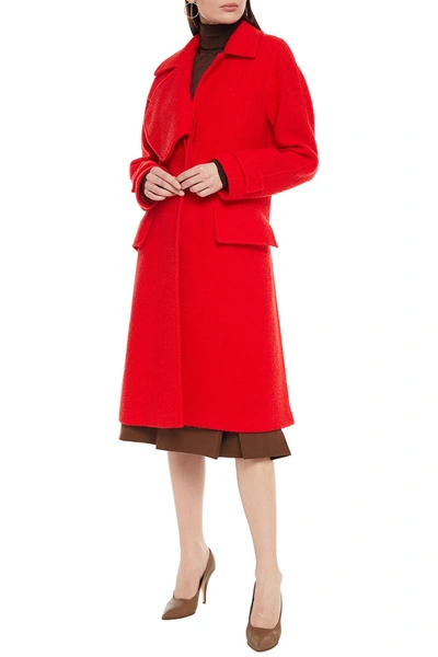 Shop Victoria Beckham Wool-blend Bouclé Coat In Red