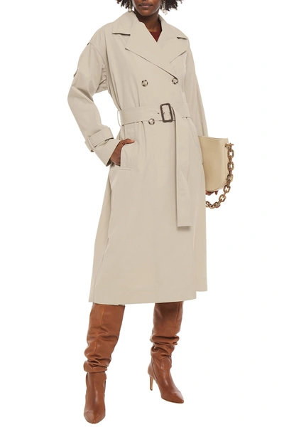 Shop Victoria Beckham Double-breasted Cotton-twill Trench Coat In Beige