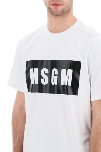 Shop Msgm Logo Box T-shirt In White,black