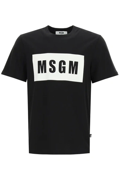 Shop Msgm Logo Box T-shirt In Black,white