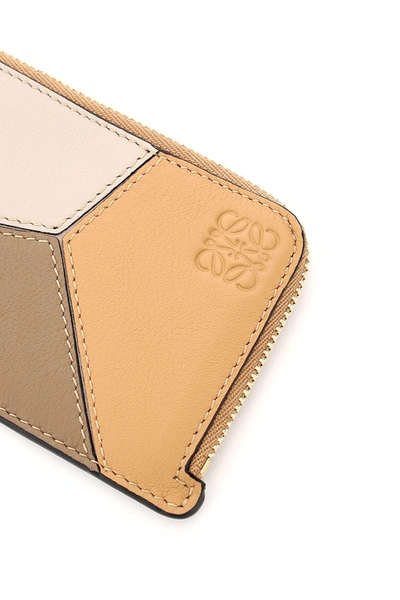 Shop Loewe Zipped Puzzle Card Holder In Brown,beige