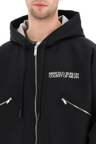 Shop Marcelo Burlon County Of Milan Hooded Sweatshirt With Logo Print In Black