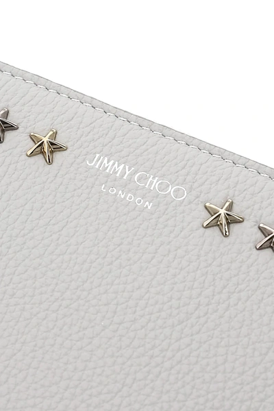 Shop Jimmy Choo Pippa Zip Around Wallet Star Studs In Grey