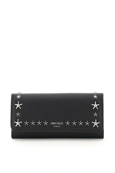 Shop Jimmy Choo Nino Continental Wallet Star Studs In Black