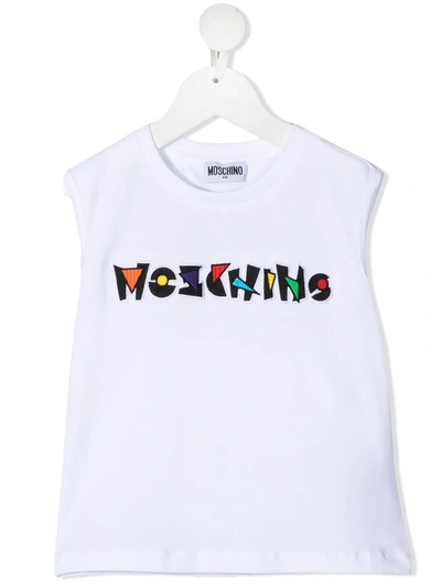 Shop Moschino Logo Print Tank Top In White