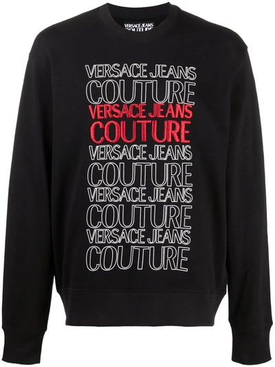 Shop Versace Jeans Couture Logo Crew-neck Sweatshirt In Black