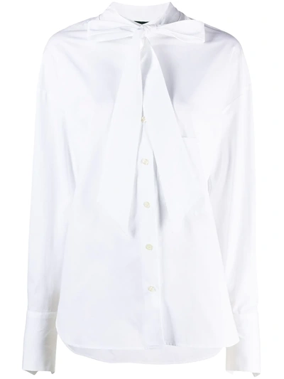 Shop Jejia Pussybow-collar Cotton Blouse In White