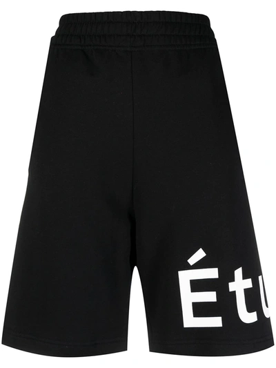 Shop Etudes Studio Logo Print Shorts In Black